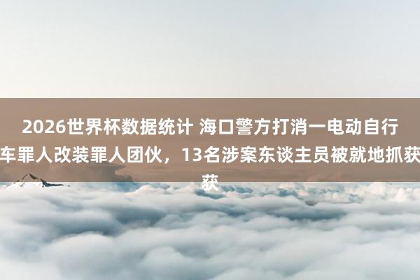 2026世界杯数据统计 海口警方打消一电动自行车罪人改装罪人团伙,13名涉案东谈主员被就地抓获