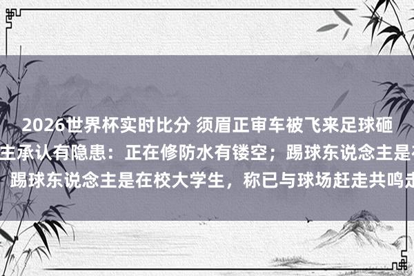 2026世界杯实时比分 须眉正审车被飞来足球砸进ICU，球场厚爱东说念主承认有隐患：正在修防水有镂空；踢球东说念主是在校大学生，称已与球场赶走共鸣走法律路线