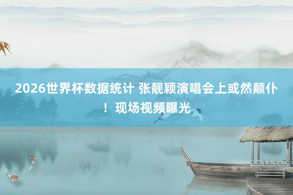 2026世界杯数据统计 张靓颖演唱会上或然颠仆！现场视频曝光