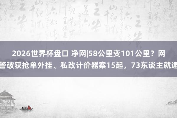 2026世界杯盘口 净网|58公里变101公里?网警破获抢单外挂、私改计价器案15起,73东谈主就逮
