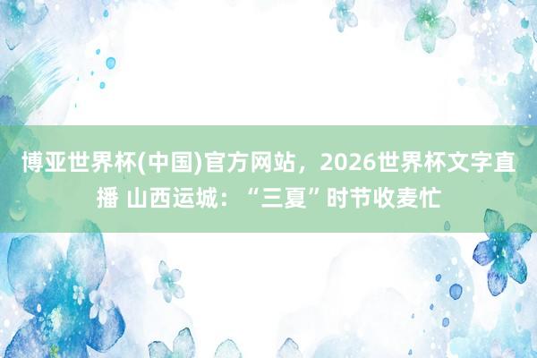 博亚世界杯(中国)官方网站，2026世界杯文字直播 山西运城：“三夏”时节收麦忙