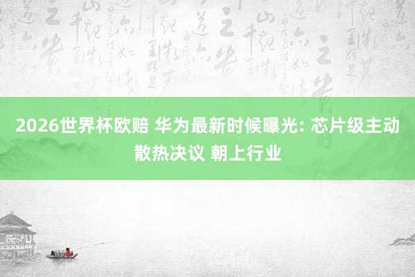 2026世界杯欧赔 华为最新时候曝光: 芯片级主动散热决议 朝上行业