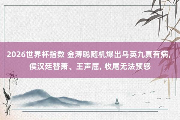 2026世界杯指数 金溥聪随机爆出马英九真有病, 侯汉廷替萧、王声屈, 收尾无法预感