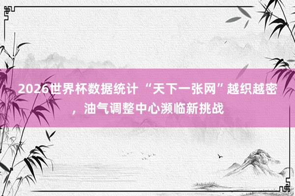2026世界杯数据统计 “天下一张网”越织越密,油气调整中心濒临新挑战