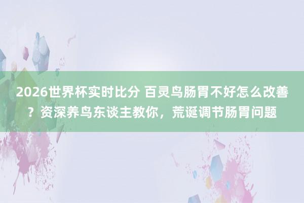 2026世界杯实时比分 百灵鸟肠胃不好怎么改善?资深养鸟东谈主教你,荒诞调节肠胃问题