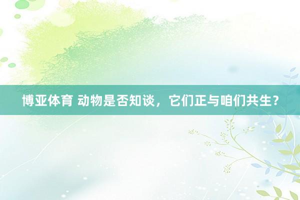 博亚体育 动物是否知谈,它们正与咱们共生?