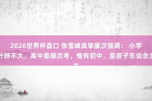 2026世界杯盘口 张雪峰真挚屡次强调： 小学分辨不大，高中靠顺次考，惟有初中，是孩子东说念主