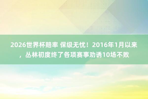 2026世界杯赔率 保级无忧！2016年1月以来，丛林初度终了各项赛事劝诱10场不败