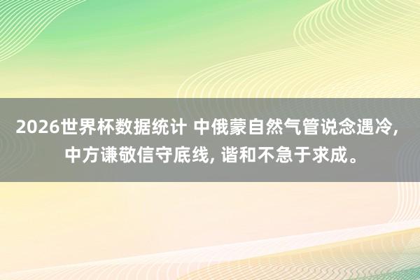 2026世界杯数据统计 中俄蒙自然气管说念遇冷, 中方谦敬信守底线, 谐和不急于求成。