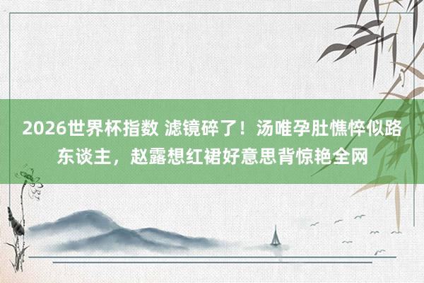 2026世界杯指数 滤镜碎了!汤唯孕肚憔悴似路东谈主,赵露想红裙好意思背惊艳全网
