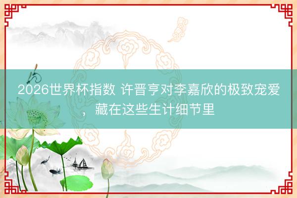 2026世界杯指数 许晋亨对李嘉欣的极致宠爱,藏在这些生计细节里