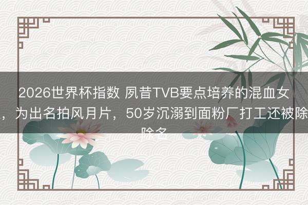 2026世界杯指数 夙昔TVB要点培养的混血女星,为出名拍风月片,50岁沉溺到面粉厂打工还被除名