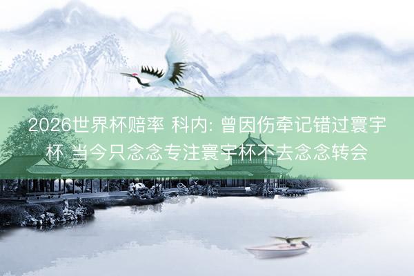2026世界杯赔率 科内: 曾因伤牵记错过寰宇杯 当今只念念专注寰宇杯不去念念转会