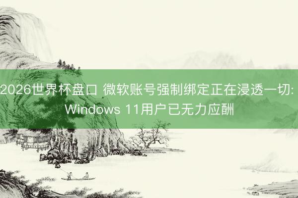2026世界杯盘口 微软账号强制绑定正在浸透一切: Windows 11用户已无力应酬