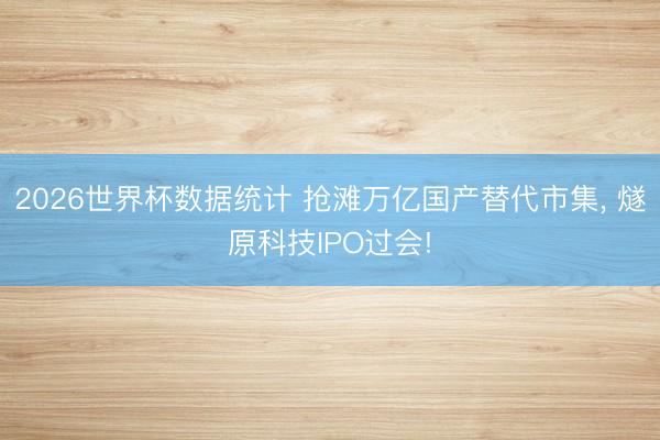 2026世界杯数据统计 抢滩万亿国产替代市集, 燧原科技IPO过会!