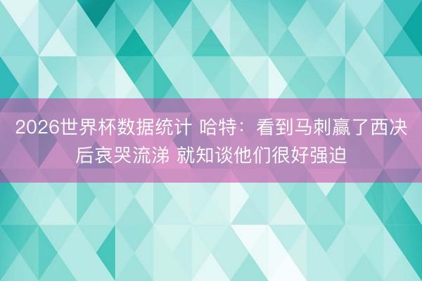 2026世界杯数据统计 哈特：看到马刺赢了西决后哀哭流涕 就知谈他们很好强迫